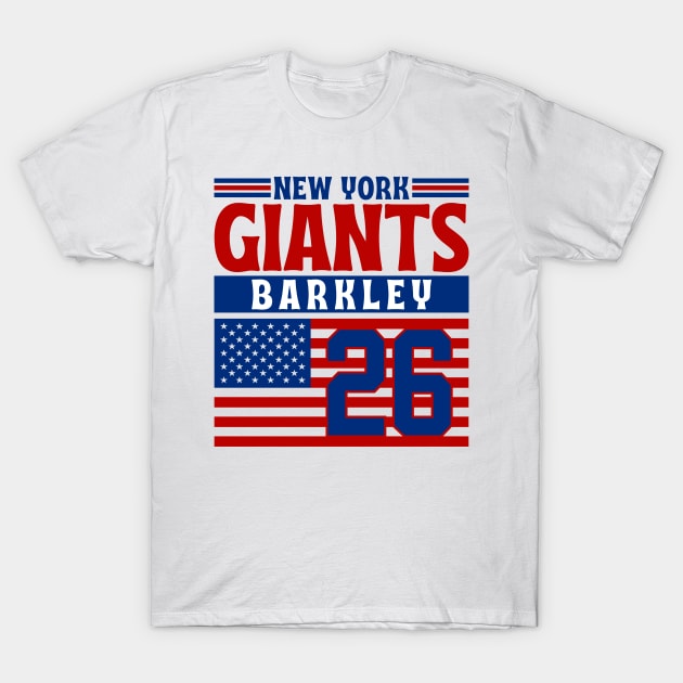 New York Giants Barkley 26 American Flag Football T-Shirt by Astronaut.co